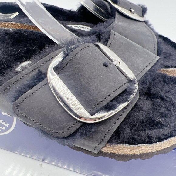 BIRKENSTOCK Madrid Big Buckle Sandal Shearling Black Womens EU 38 US 7- 7.5 - Picture 4 of 9